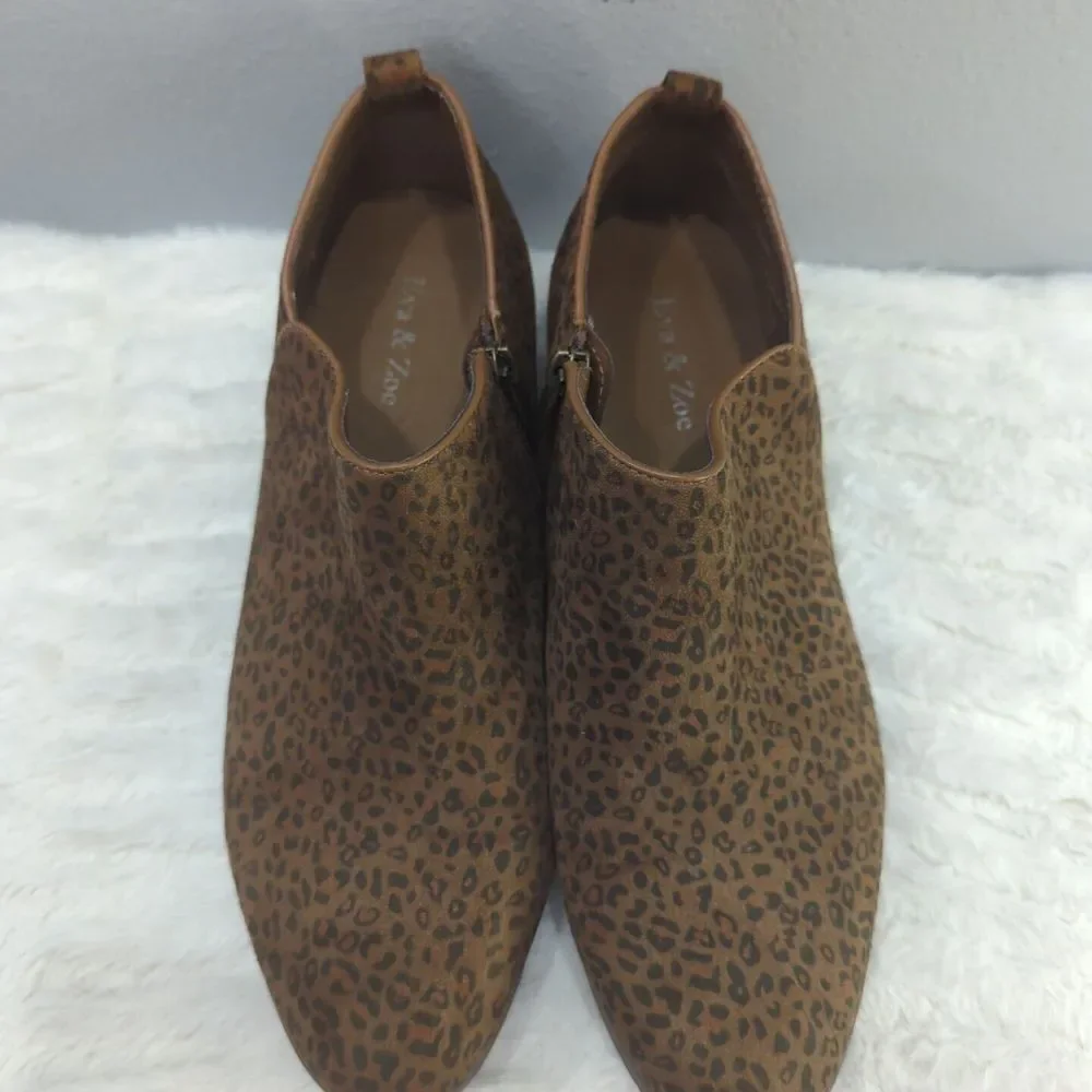 Eva‎ & Zoe Women's Cheetah Print Faux-Suede Ankle Boots Size 11